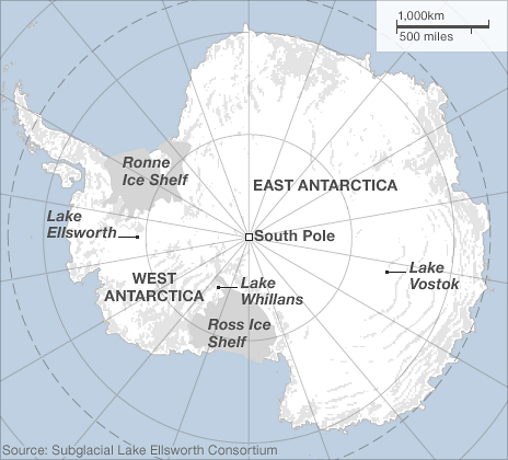Kaart subglaciale meren