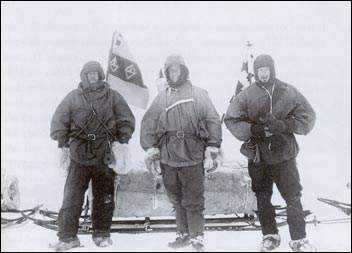 Shackleton, Scott en Wilson vlak voor hun vertrek richting geografische zuidpool