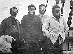 Wild, Shackleton, Marshall en Adams op de Nimrod